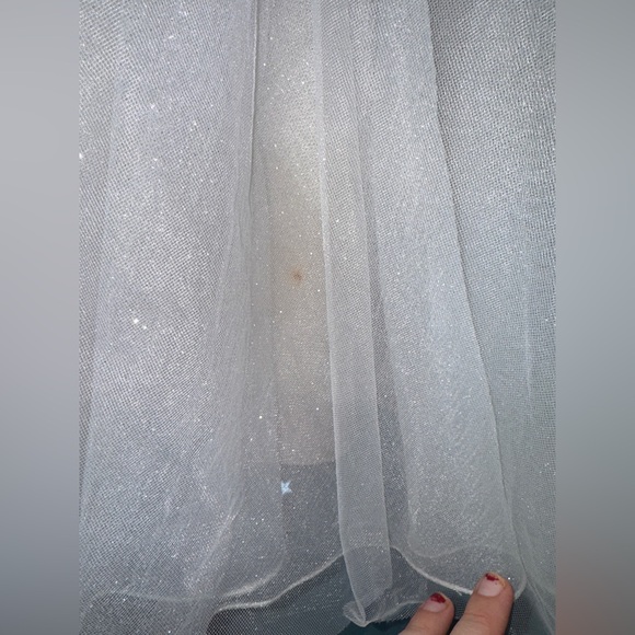 David’s Bridal sparkle organza flower girl dress with applique - Picture 7 of 9